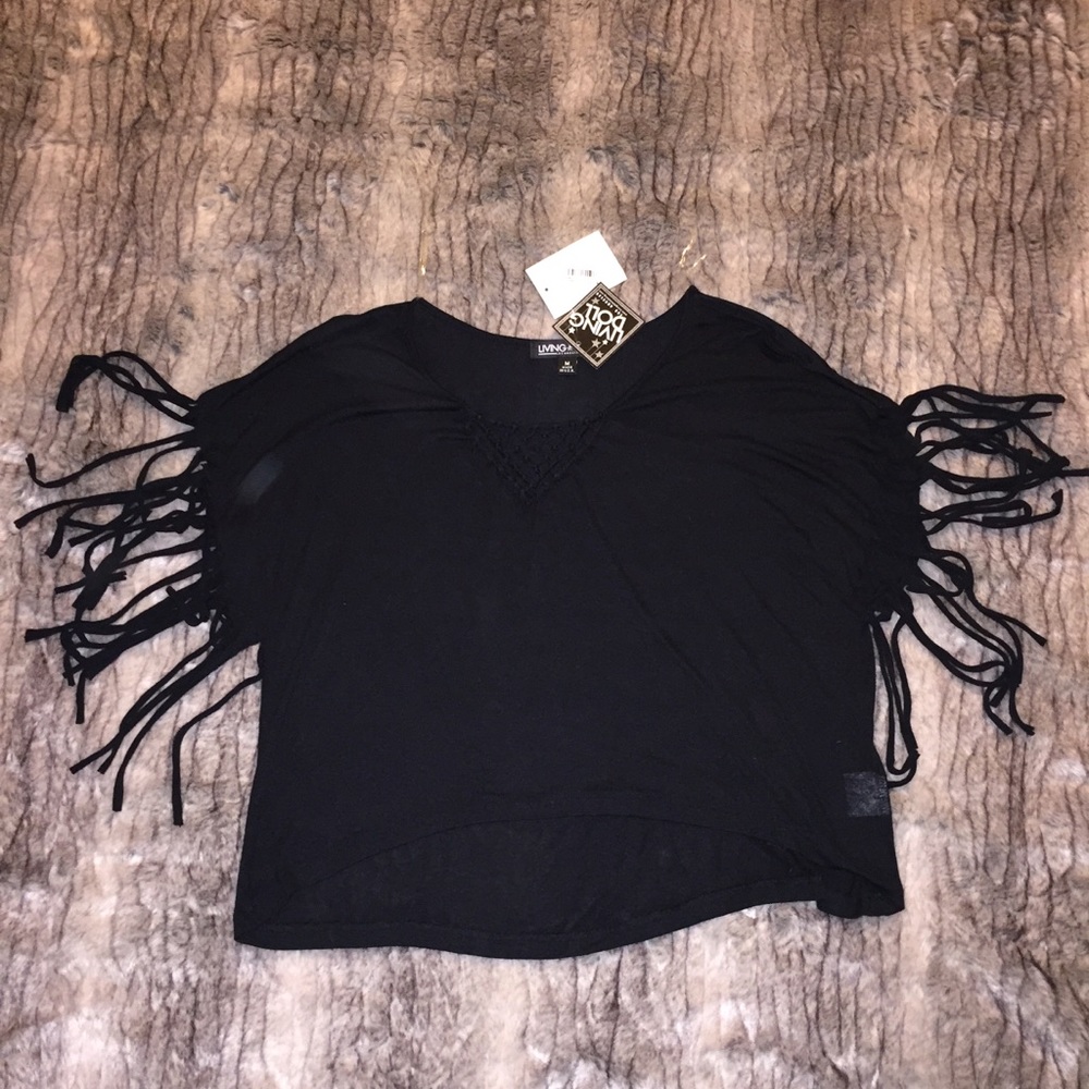 ❤️New NWT Hippie Boho Festival Fringe Crop Top M